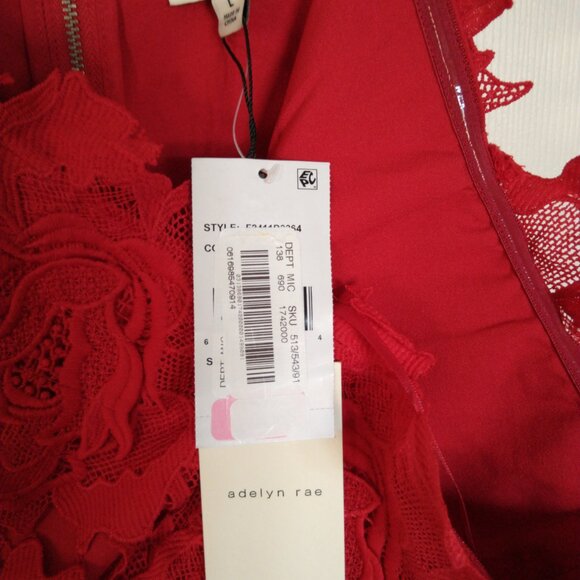 NWT! Adelyn Rae Dress ONLY $79 RETAIL $158 Jade Strapless Woven Lace  RED Size L - Picture 6 of 10
